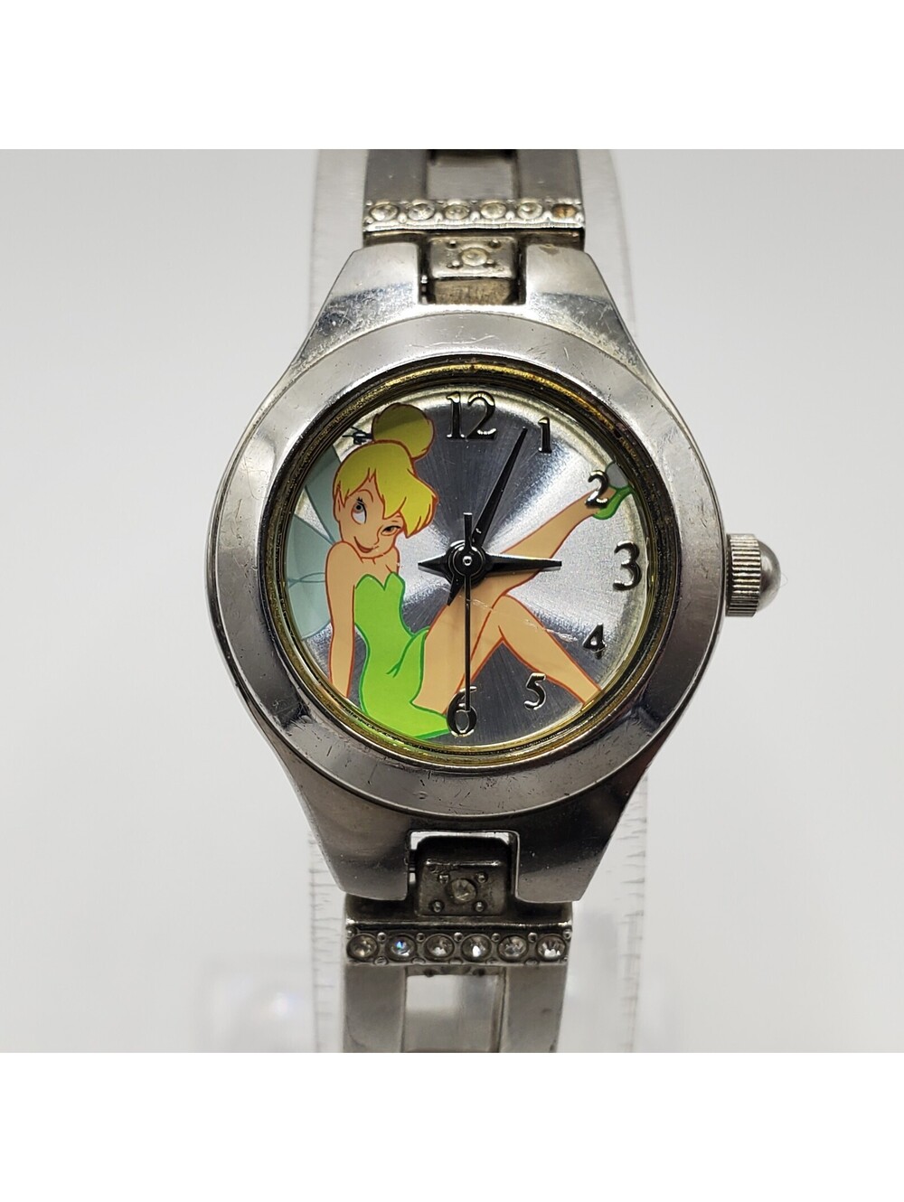 Disney S11 Tinker Bell Rhinestone Womens Watch 21mm Silver Tone New Battery